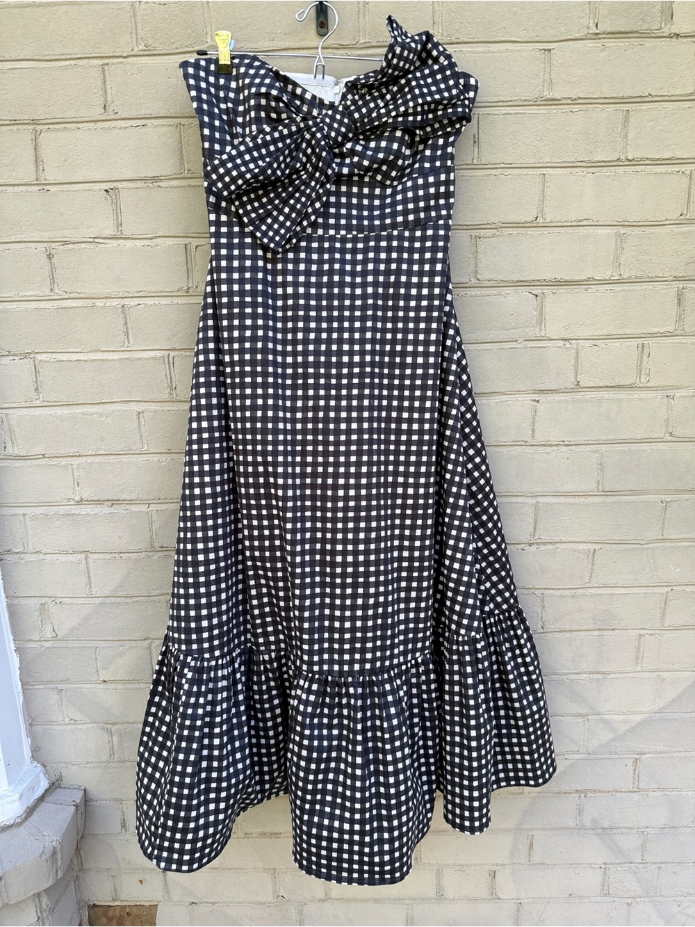 Anthropologie Hutch Strapless Black & White Gingham Midi Dress Size 10 Pockets - Picture 7 of 16